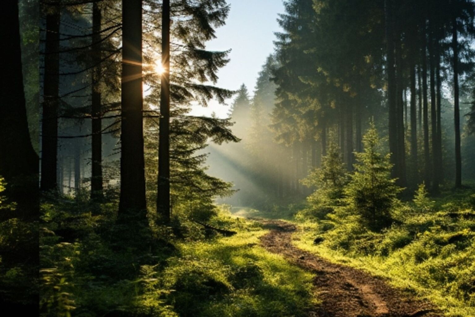 Wanderweg im Wald im Erzgebirge